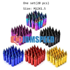 Cap Spiked Racing Wheel Lug Nuts 20PCS M12 x 1.5mm 60mm Arrow Style  