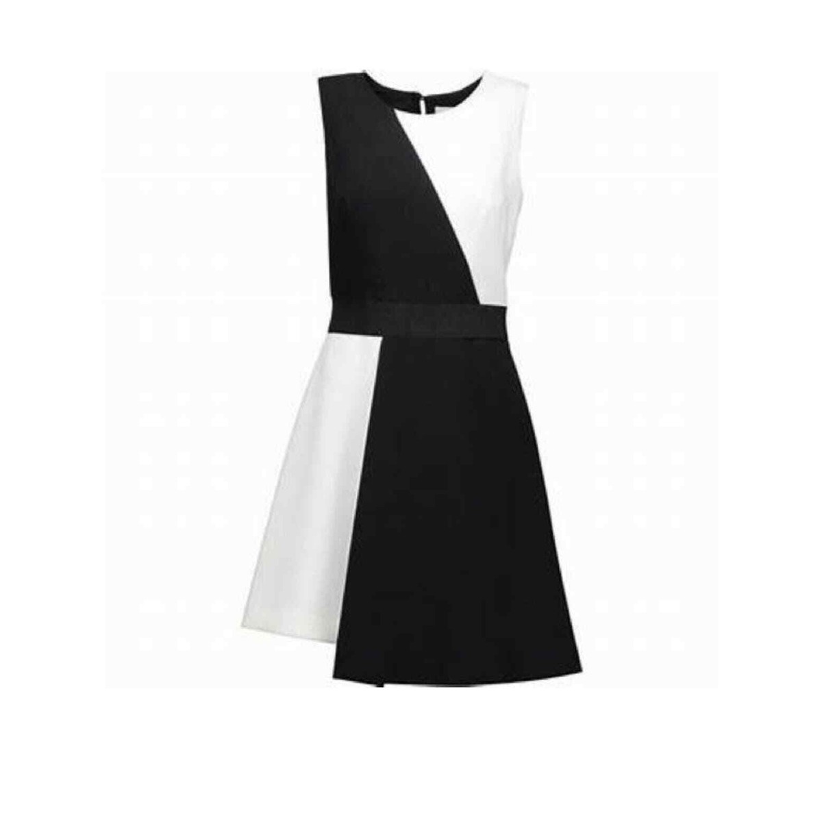 MILLY Black White Asymmetrical Sleeveless Colorblock A-Line Dress Size 8 |  eBay