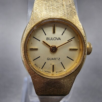 VTG Bulova Watch Women 17mm Cream Dial Gold Tone Round 83390