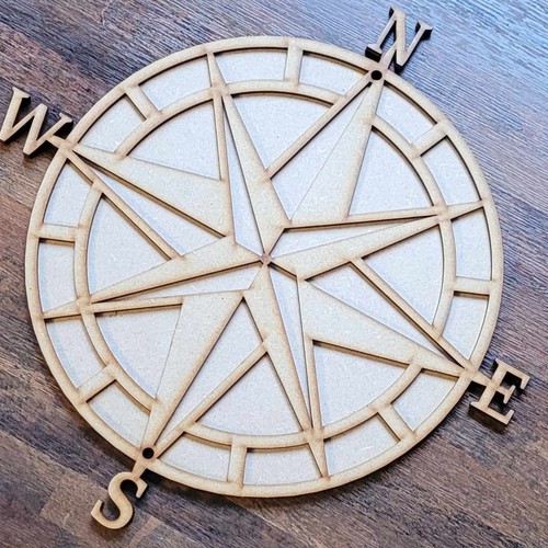 Large Wooden 3D Nautical Compass Ships Sea Sign Wall Door Hanging Plaque 6 mm - Picture 2 of 7