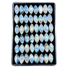 50 Pcs Natural Rainbow Moonstone 12x6mm Marquise Blue Shines Cabochon Gemstones