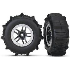Traxxas 5891 1/10 Tires Wheels Assembled Glued SCT Split-Spoke Satin Chrome 2