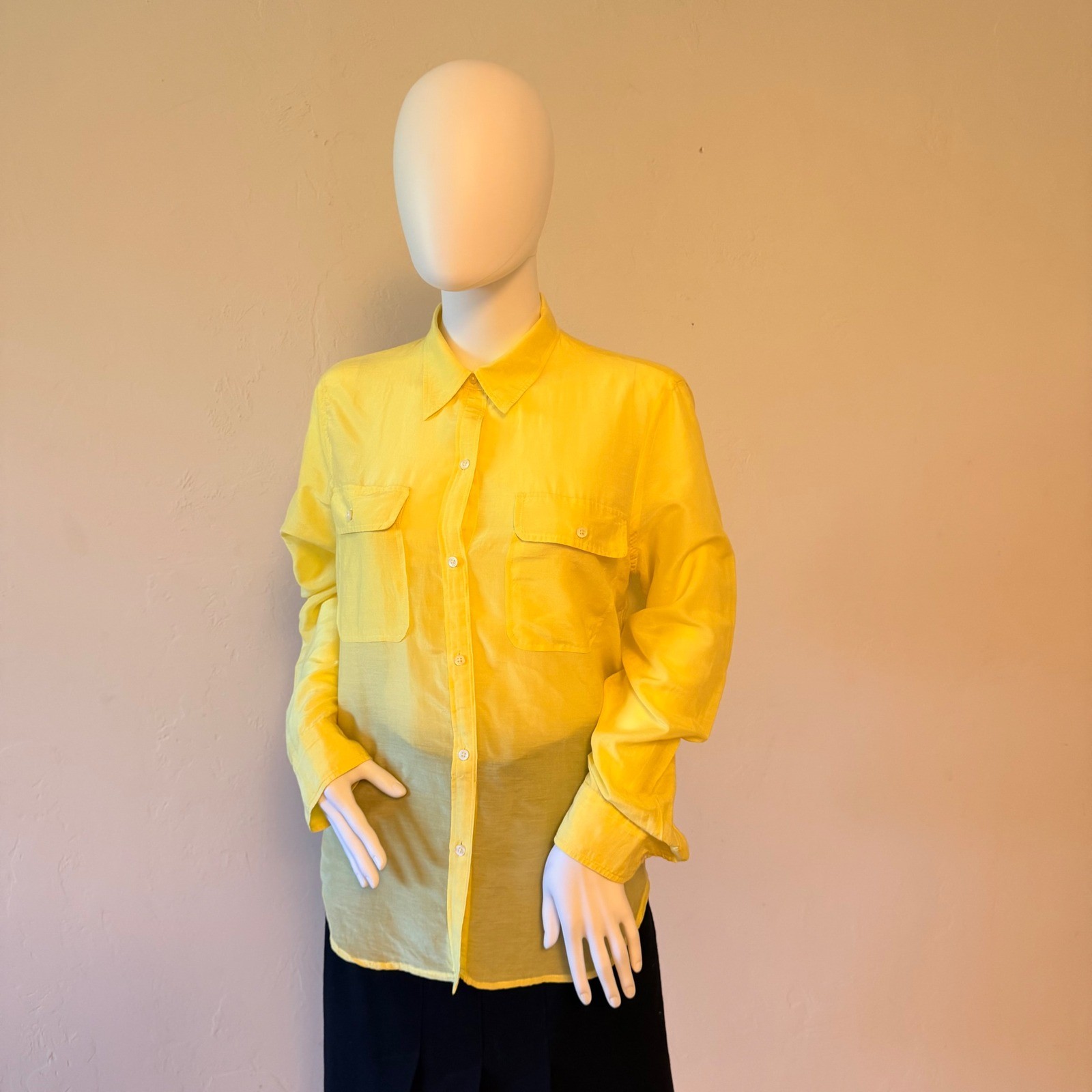 Ralph Lauren Women's  Yellow Roll Tab Utility Button Down Shirt Size Large