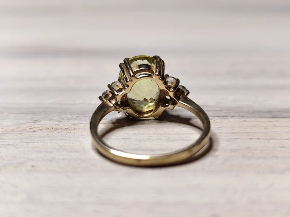 Anillo Oro 9ct con Berilo Limón Sello 375 Talla N Foto 4 de 4