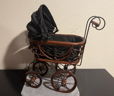 Victorian Style Bentwood Metal Miniature Doll Baby Pram/Carriage