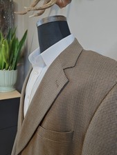 Jos A Bank Mens Wool Sports Coat 46R Brown Houndstooth 2 Button