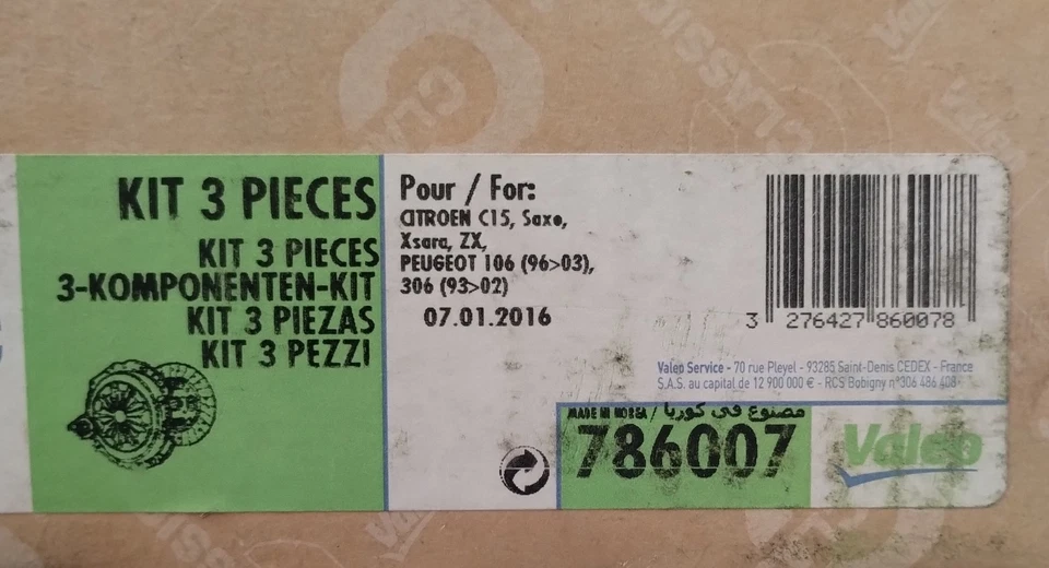 Kit d'embrayage VALEO CLASSIC KIT3P - 786010 - Image 3 of 4