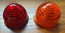 2 Classic Car Lamp Lenses, Lucas 594, Glass, One Red - One Amber