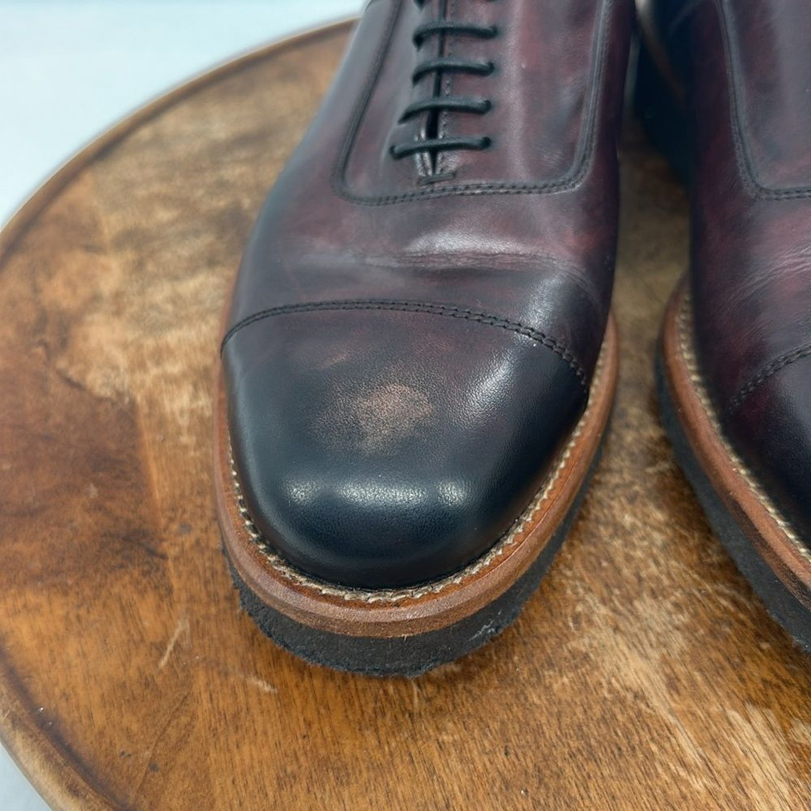 SAOLA Scarpe Boss Hugo Boss uomo 8 (UK 7) punta in pelle aspin rosso scuro suola in gomma