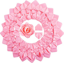 100 Pcs Silk Ribbon Rose Petals Premade Flower Pieces for DIY Eternal Rose Ramos