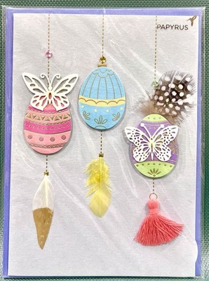 Papyrus 3D Easter Card Sending Special Wishes Eggs Butterflies & Feathers