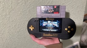 Hyperkin SupaBoy Portable Pocket BlackGold Handheld Console SNES Tested Working
