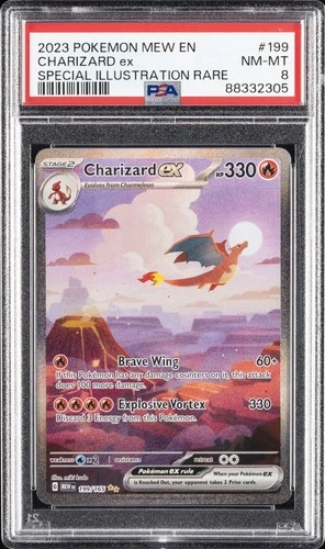 2023 POKEMON MEW EN-151 SPECIAL ILLUSTRATION RARE #199 CHARIZARD EX PSA 8