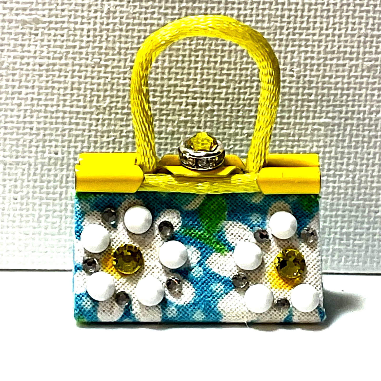 Barbie Doll Purse Yellow & Blue OOAK Bag For 11” Fashion Dolls Designed by ‘Bee