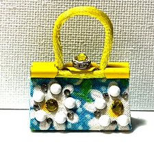 Barbie Doll Purse Yellow & Blue OOAK Bag For 11” Fashion Dolls Designed by ‘Bee