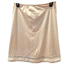 JCPenney Beige Lace Trim Slip Skirt Vintage Nylon Antron III Size M 1980s