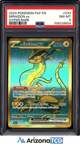 Pokemon 2024 Miraidon ex 243/091 Gold Hyper Rare Paldean Fates PSA 8