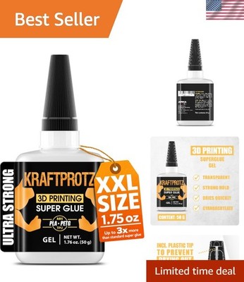 KRAFTPROTZ 3D Printer Superglue Gel 1.76 oz   No-Drip, Extra Strong & Waterproof