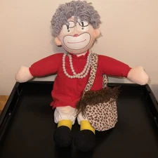 Forum Novelties Grandma Clown Doll pearls w/ Purse And Glasses Stuffed Plush 17”