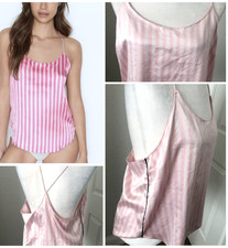 Y2k Victorias Secret Cami XS Pink Striped Racer Strap Coquette Ethereal Vtg 90s