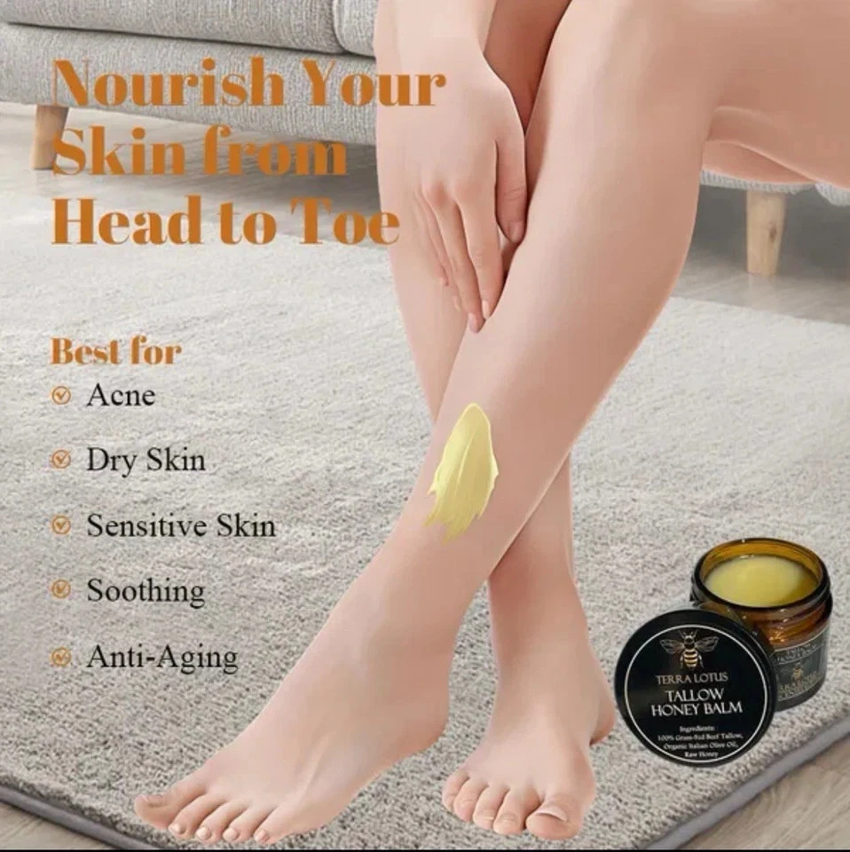 Organic Beef Tallow Balm with Raw Honey Moisturizing Cream for Natural Moisturiz - Image 4 of 4