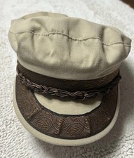 Authentic Greek Fisherman s Cap- Tan Brown Trim -Cotton-Size 8