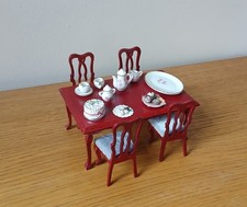 Doll House 1:12 Scale Furniture Bundle Dining Room with Tea Set and Accessories