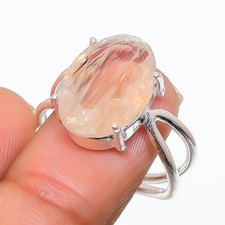 White Topaz Handmade Gemstone 925 Sterling Silver Jewelry Ring Size 8 US 