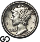 1923-S Mercury Dime, Better San Francisco Date, Choice AU++/Unc