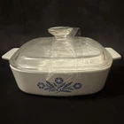 Vtg Corning Ware Casserole Dish A-1-B Blue Cornflower 1 Quart with Pyrex A7C Lid