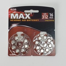HEARING AID BATTERIES SIZE 312 16 PACK EXP 01/2028 CVS MAX