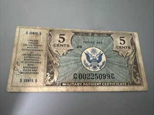 MPC Series 472 Military Payment Certificate 5 Cents