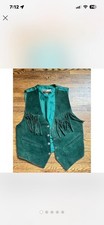 GENUINE SUEDE Vintage Women s Green Fringe Vest