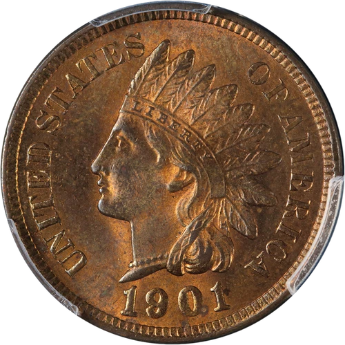 1901 Indian Cent PCGS MS63 RB Nice Eye Appeal Nice Strike
