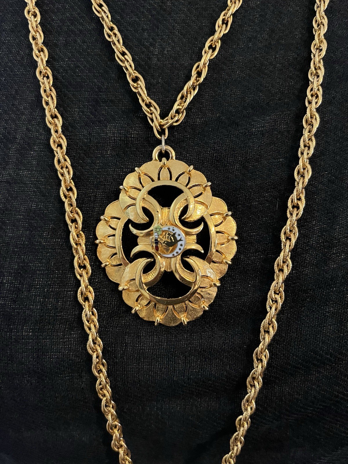 Solid Cooper Double Chain Necklace, Gold Tone  Wi… - image 2