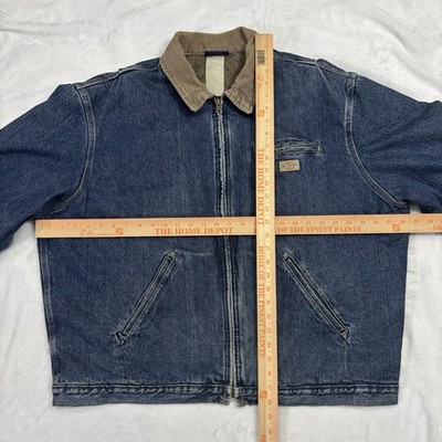 Vintage Dickies Denim Detroit Style Jacket Faded 90s Blanket Lined