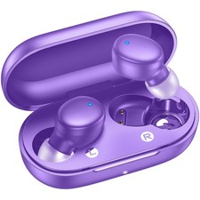 kurdene Wireless Earbuds, Bluetooth 5.3, Deep Bass, Built-in Mics, Purple
