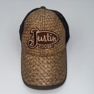 JUSTIN BOOTS Cap / Baseball  / Hat  Woven Straw  SnapBack Brown One Size