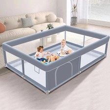 65x50 Baby Playpen Toddler Play Yard Indoor Outdoor Soft Mesh Fence Grey Toddler