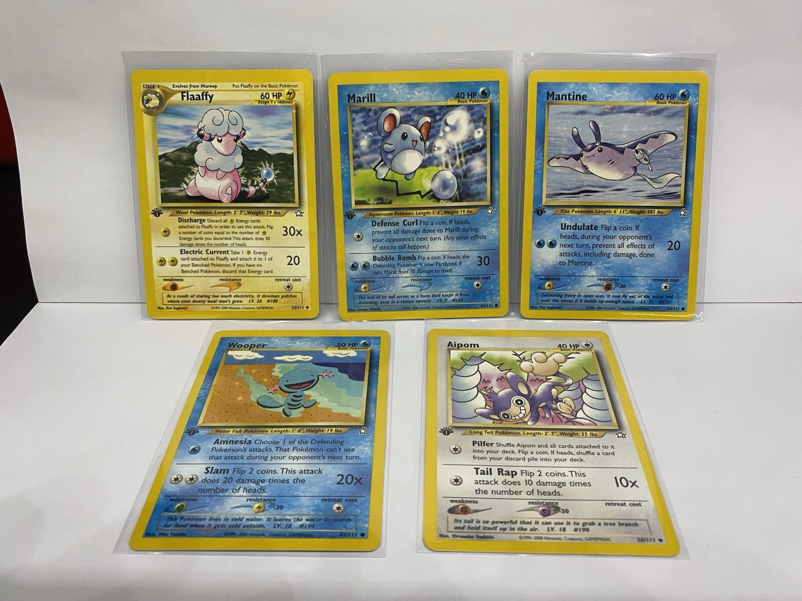 Flaaffy 34 mantine 64 aipom 26 marill 66 wooper 82 - 1st Edition Neo Genesis -NM