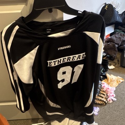 House Ethereal 91 Black White Men's Jersey T-Shirt Long Sleeve Size L