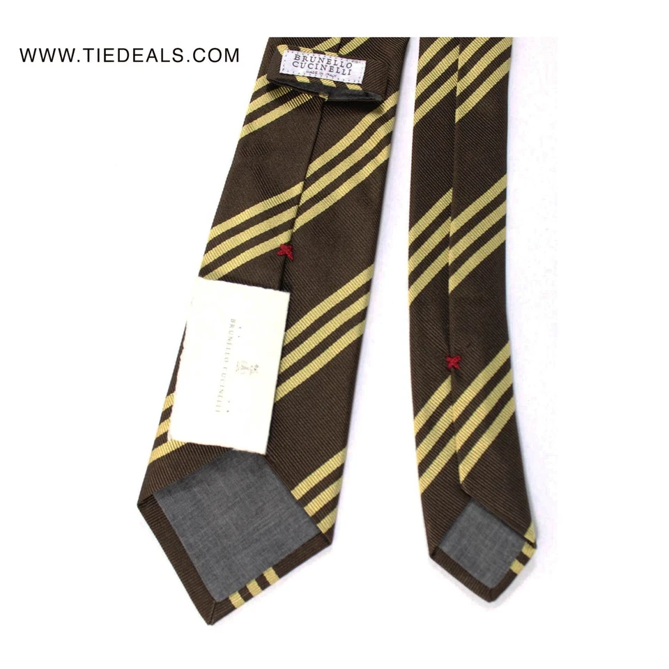 New In Gift Box Brunello Cucinelli Tie Brown Stripes Made in Italy 240395  $330 - Image 2 of 4