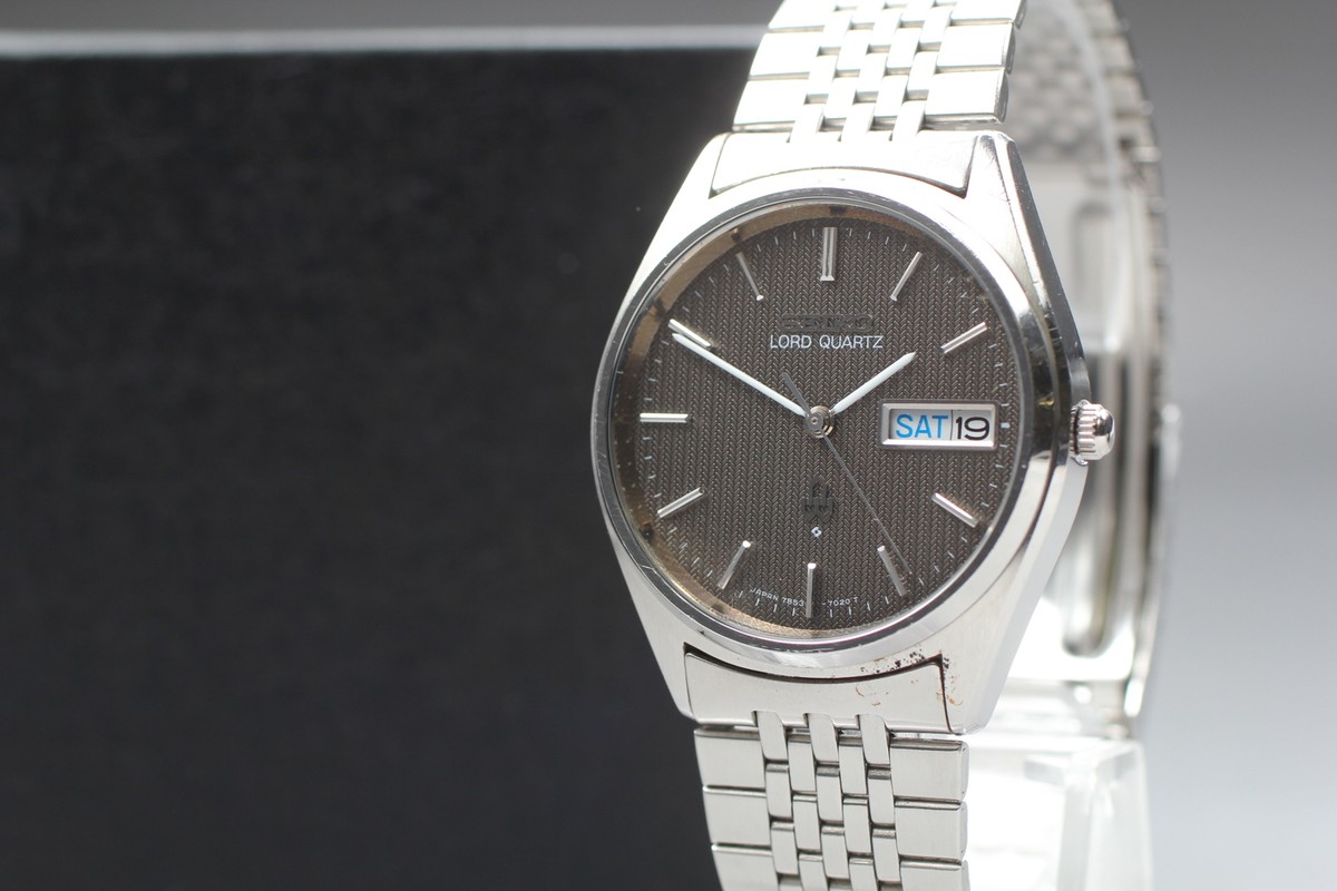 Vintage 1978 N MINT Seiko Lord Quartz 7853-7020 Silver Round Mens