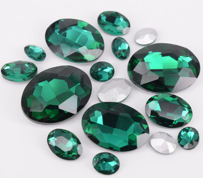 Glass Rhinestone Jewels Crystal Applique Oval Emerald green Size Selection 