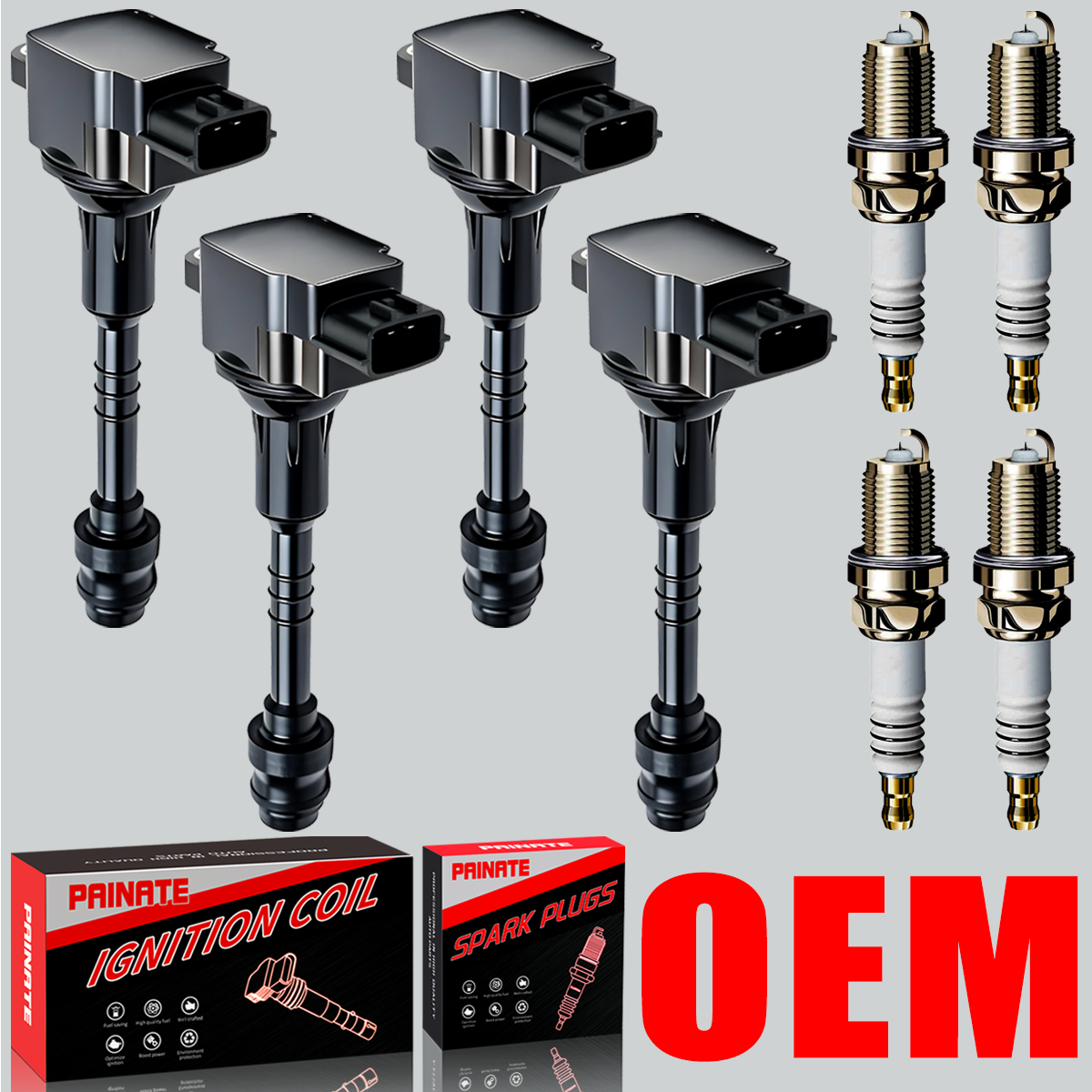 Brand 4X OEM Ignition Coil & 4X Iridium Spark Plugs For Nissan Sentra 1.8L UF351
