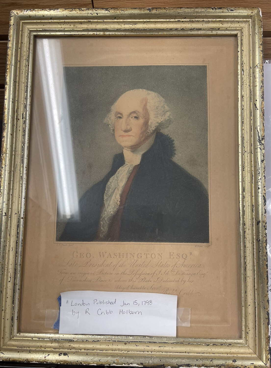 1798 Colored Engraving George Washington- Nutter Engraver-Cribb ...