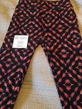 EUC Lularoe leggings, OS, blk background, org arrows