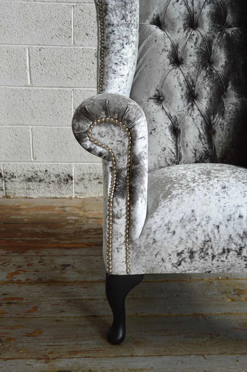 Silver crushed cheap velvet chair