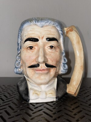 Vintage Toby Face Mug - Ceramic Colonial Man With Mustache And Bow Tie