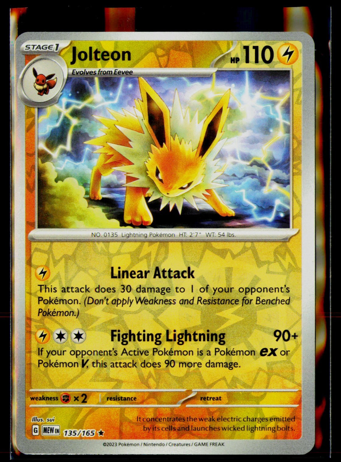 Jolteon Reverse Holo NM 135/165 Scarlet & Violet 151 Pokemon Card!